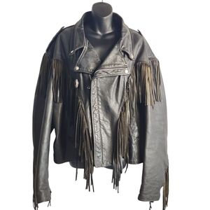 Vtg Schott Dur O Jac by Schott Men's Black Leather Motorcycle Biker Jacket Sz 52